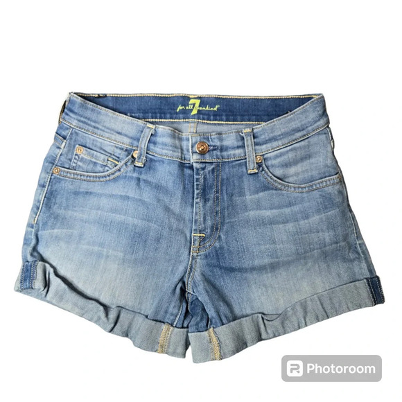 7 For all Mankind Denim Cuffed Shorts - Picture 1 of 7